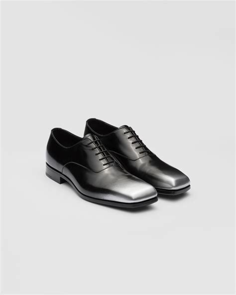 prada mens oxford black|Black/silver Nuanced Brushed Leather Oxford Shoes .